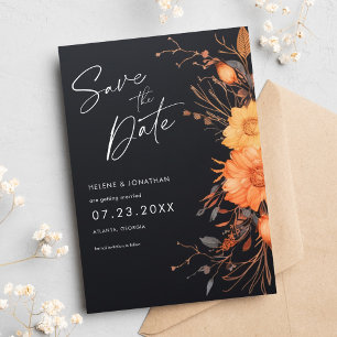 Save The Date Elégant Mariage d'aquarelle de couleur noire
