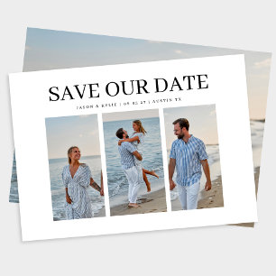Save The Date Élégant Mariage de 3 Photo pleine photo Retour