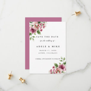 Save The Date Elégant Mariage de bouquet rose aquarelle