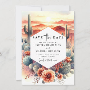 Save The Date Élégant Mariage de cactus du désert