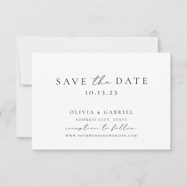 Save The Date Élégant Mariage de calligraphie noir et blanc (Devant)
