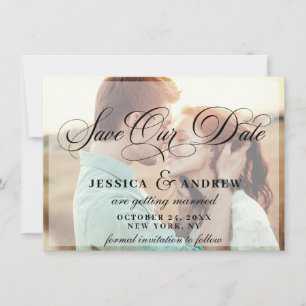 Save The Date Élégant Mariage de calligraphie PHOTO Enregistrer