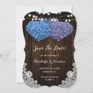 Save The Date Élégant Mariage de coeur bleu et violet