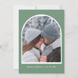 Save The Date Élégant Mariage de couronne végétale d'hiver vert
