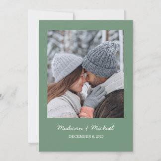 Save The Date Élégant Mariage de couronne végétale d'hiver vert