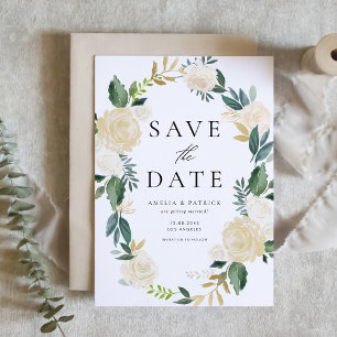 Save The Date Elégant Mariage de de la couronne de fleurs d'ivo