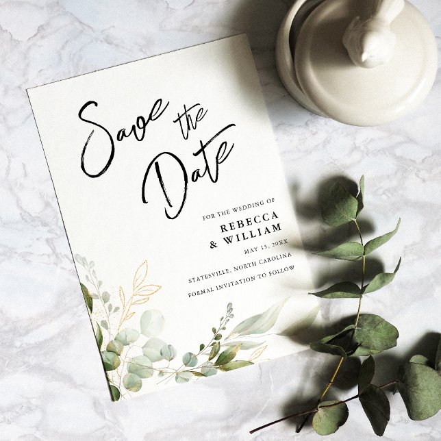 Save The Date Élégant Mariage de feuillage Eucalyptus (Our elegant Eucalyptus Invitation sets the tone for a sophisticated and memorable celebration.)