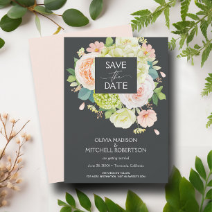 Save The Date Élégant Mariage de fleurs d'aquarelle