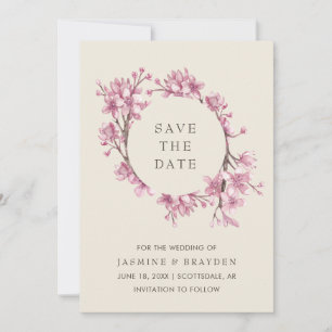 Save The Date Élégant Mariage de fleurs de cerise rose