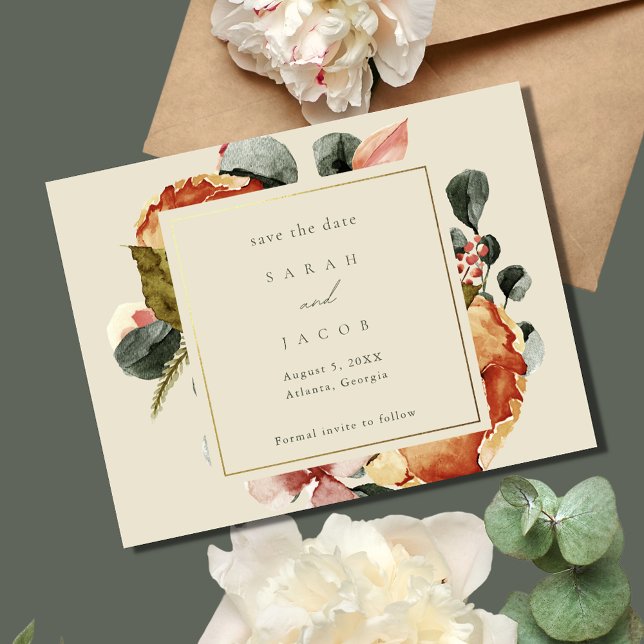 Save The Date Elégant mariage de jardin fleuri (Elegant Floral Garden Wedding Save The Date)