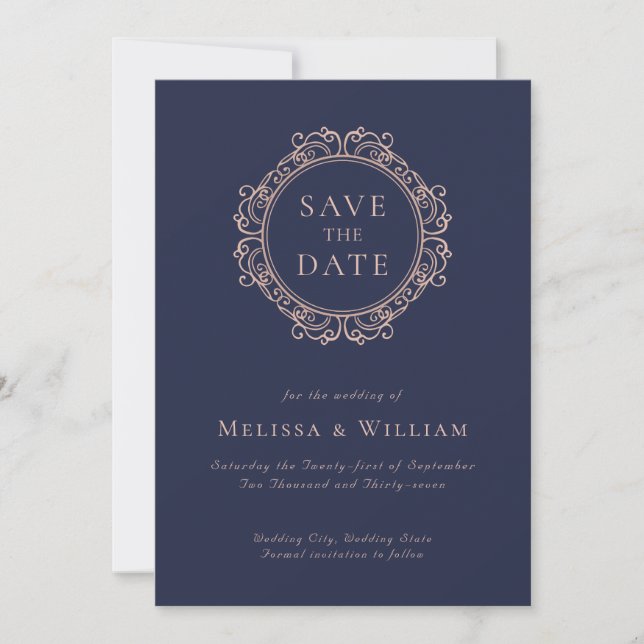 Save The Date Élégant Mariage de marine classique (Devant)