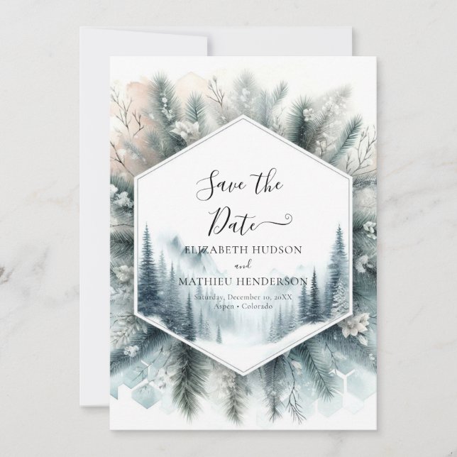 Save The Date Élégant Mariage de montagne (Devant)