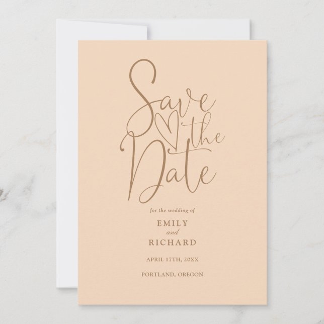 Save The Date Élégant Mariage de Peach Soft Code QR moderne (Devant)