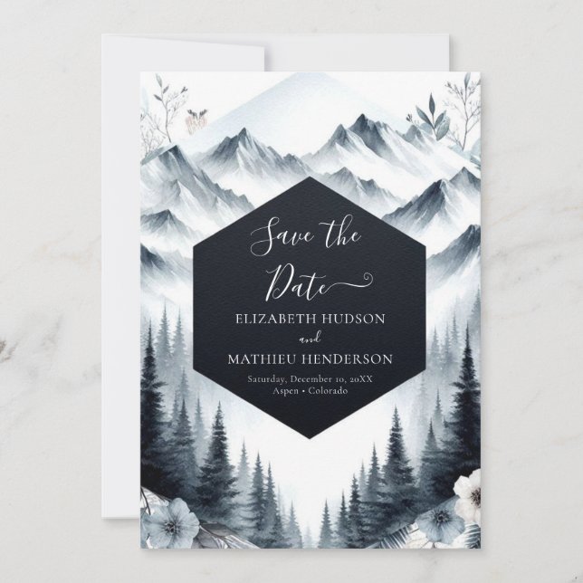 Save The Date Élégant Mariage de Pine Mountain (Devant)