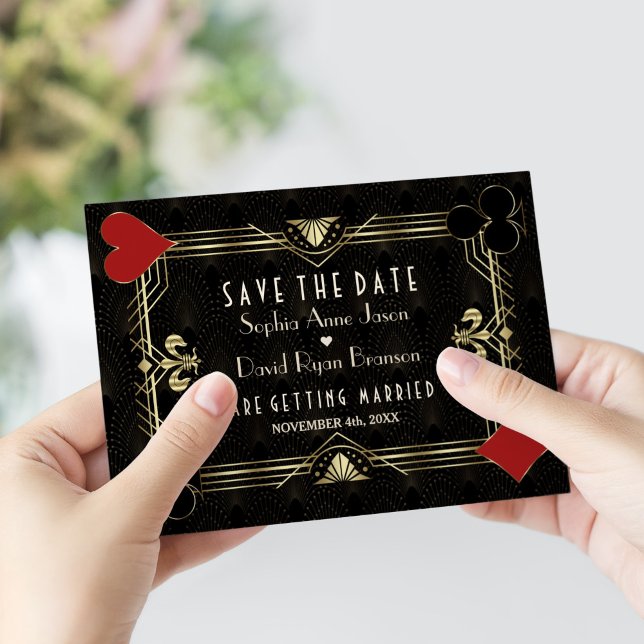 Save The Date Élégant Mariage de poker Gatsby Casino Royale Vega (Créateur téléchargé)