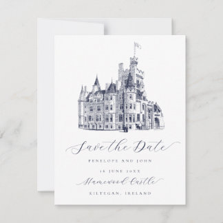Save The Date Elégant Mariage de script d'illustration de châtea