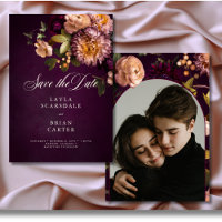 Élégant Mariage de script floral Moody Bourgogne