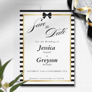 Save The Date Élégant Mariage de trame en or noir blanc