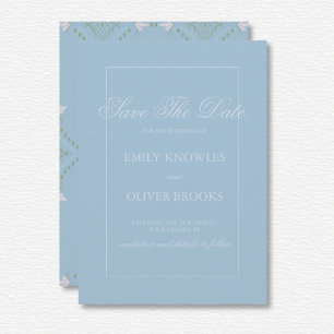 Save The Date Élégant Mariage Diamant Bleu