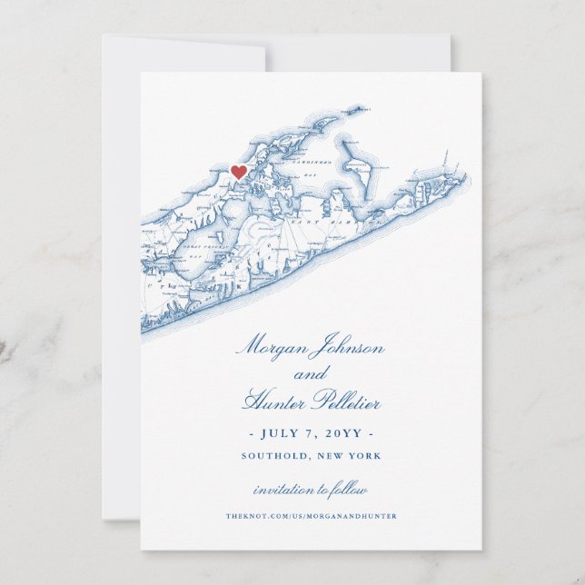 Save The Date Elégant Mariage du Yacht Club Peconic Bay (Devant)
