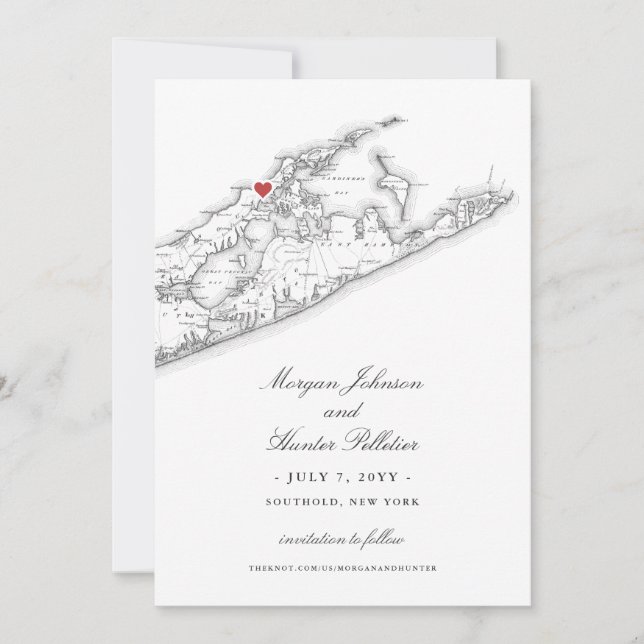Save The Date Elégant Mariage du Yacht Club Peconic Bay (Devant)