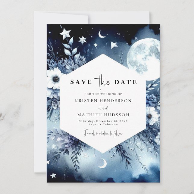 Save The Date Élégant Mariage Earthy Moonlit (Devant)