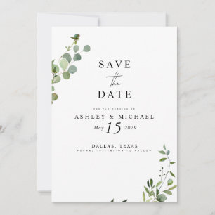 Save The Date Elégant Mariage en marbre botanique Eucalyptus