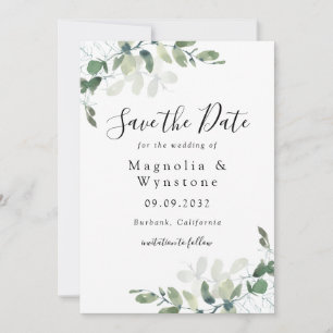 Save The Date Elégant Mariage Eucalyptus aquarelle