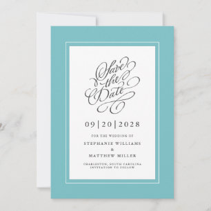 Save The Date Élégant Mariage Fiançailles Calligraphie Script Aq