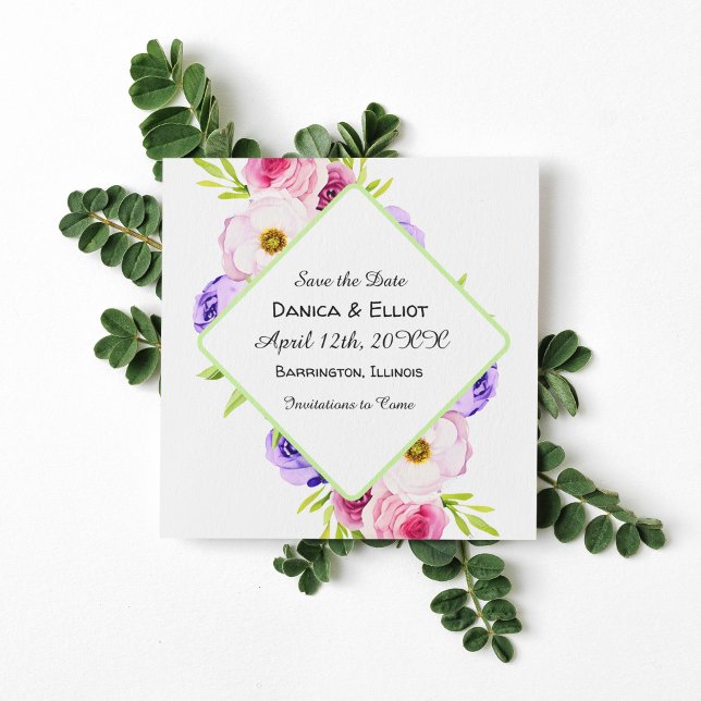Save the date | Elégant Mariage floral aquarelle (Créateur téléchargé)