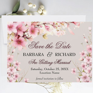 Save The Date Élégant mariage floral aquarelle romantique