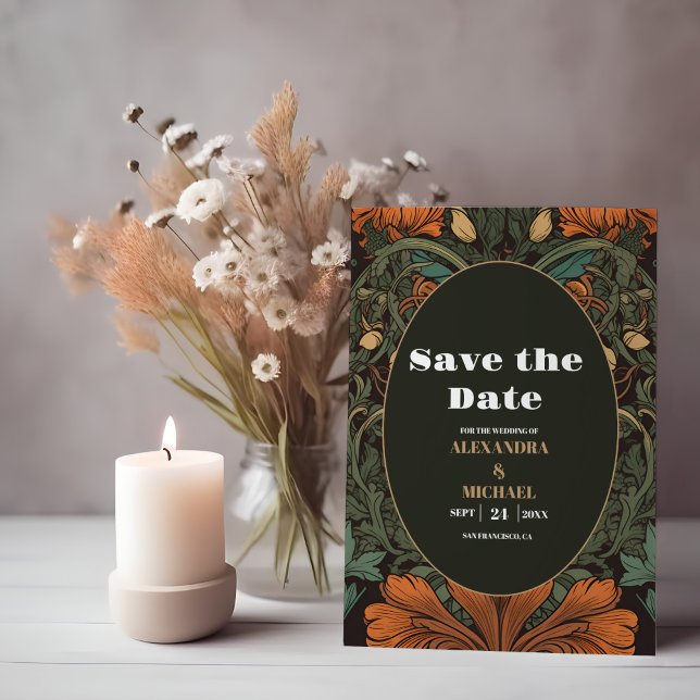 Save The Date Élégant Mariage Floral Art Nouveau (Créateur téléchargé)