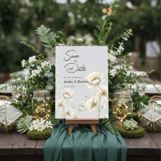 Save The Date Élégant mariage floral blanc aquarelle