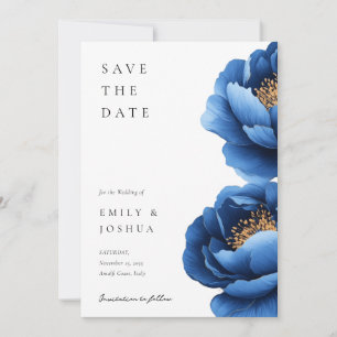Save The Date Elégant Mariage floral bleu marine