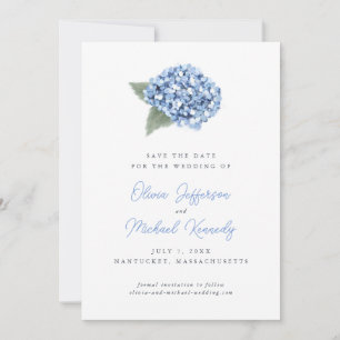 Save The Date Élégant Mariage floral Blue Hydrangea