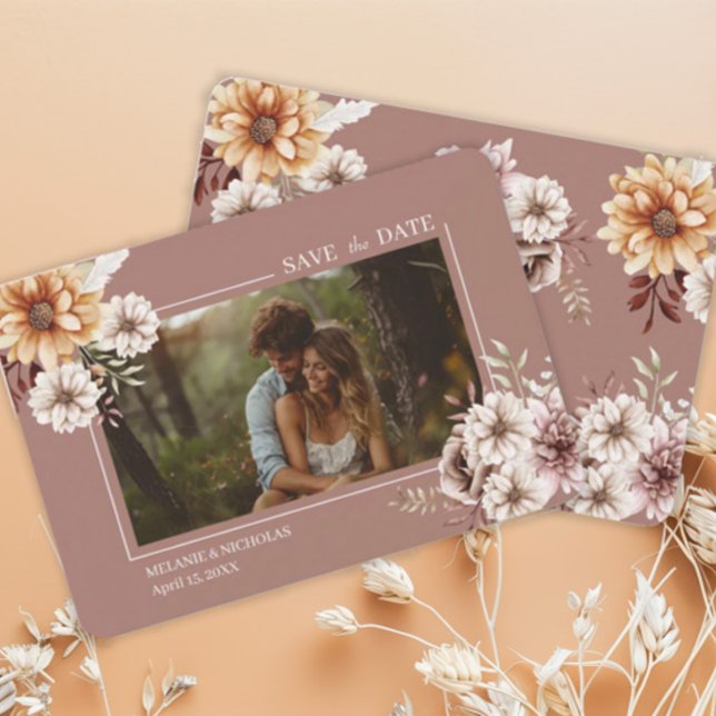 Save The Date Elégant Mariage floral Bohème (Créateur téléchargé)