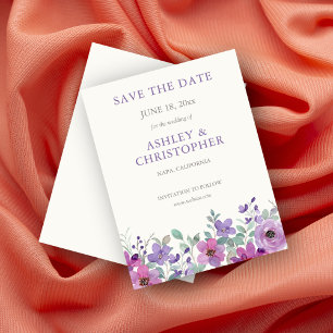 Save The Date Élégant Mariage floral de couleur de lavande