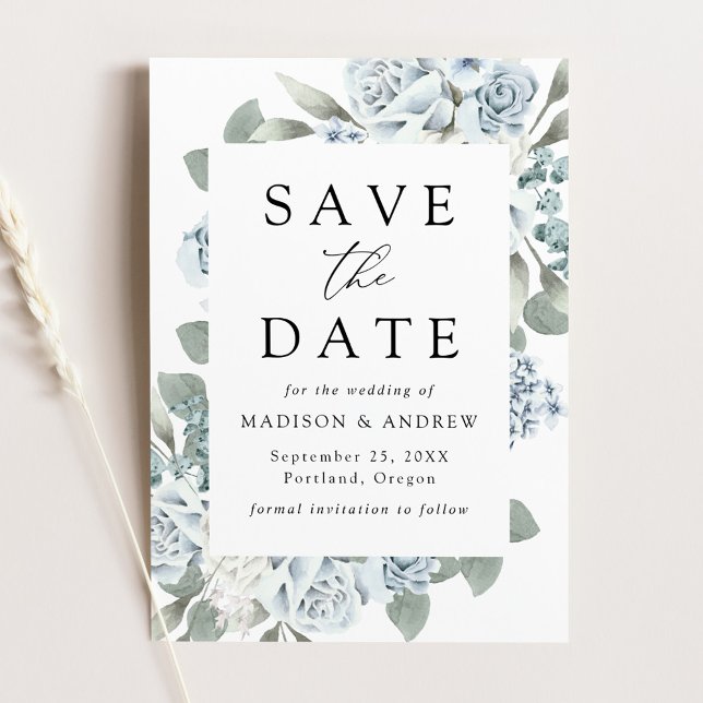 Save The Date Élégant Mariage floral Dusty (Créateur téléchargé)