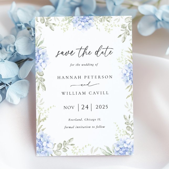 Save The Date Élégant Mariage Floral Hydrangea (Créateur téléchargé)