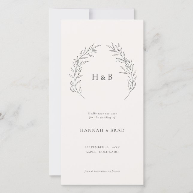 Save The Date Élégant Mariage Floral Monogram Crest Save The Da (Devant)