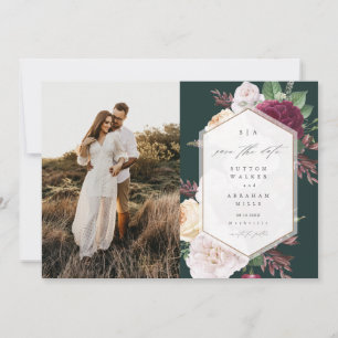 Save The Date Elégant Mariage Floral Photo
