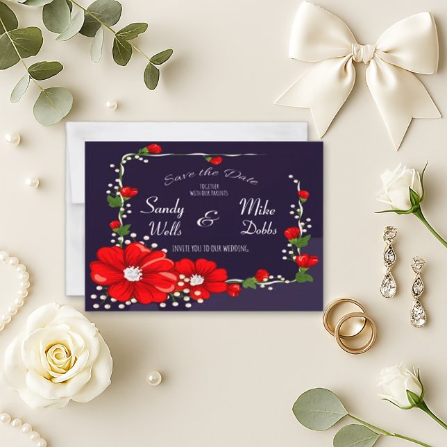 Save The Date Élégant Mariage Floral Purple (Créateur téléchargé)