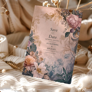 Save The Date Elégant Mariage floral rose clair