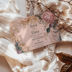 Save The Date Elégant Mariage floral rose clair
