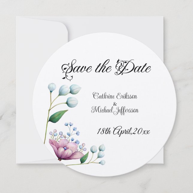 Save The Date Élégant Mariage Floral Soft Botanical Romance (Devant)