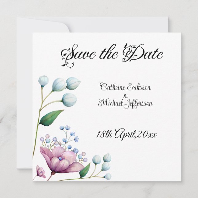Save The Date Élégant Mariage Floral Soft Botanical Romance (Devant)