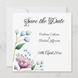 Save The Date Élégant Mariage Floral Soft Botanical Romance