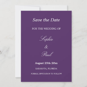 Save The Date Élégant mariage foncé violet Enregistrer la date