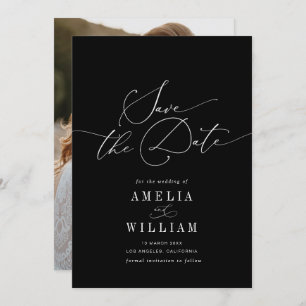 Save The Date élégant mariage formel noir et blanc