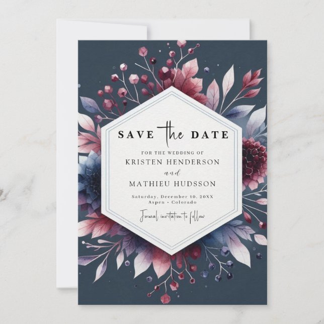 Save The Date Élégant Mariage minimal Bourgogne (Devant)
